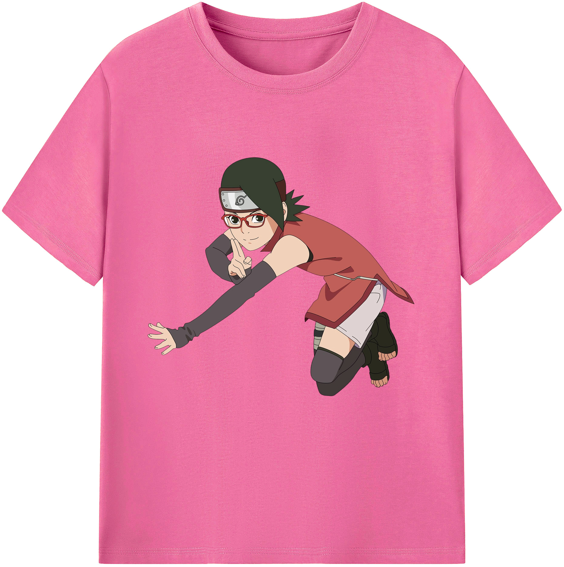 （画像用） NARUTO -ナルト- うちは サラダ Uchiha Sarada レディースカジュアルプリントTシャツ（綿100％）